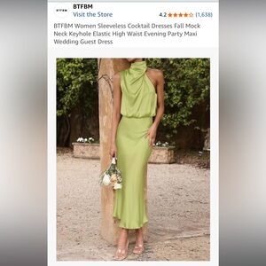 Womens Asymmetrical Green Dress